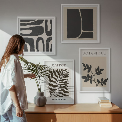 Set 4 slik v okvirju Minimalistični rastlinski plakati