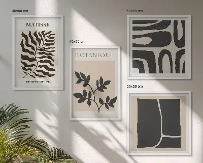 Minimalistični rastlinski plakati komplet 4 slik v okvirju
