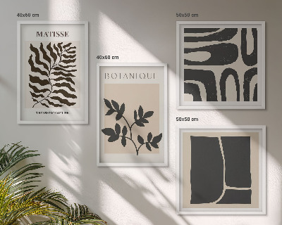 Set 4 slik v okvirju Minimalistični rastlinski plakati