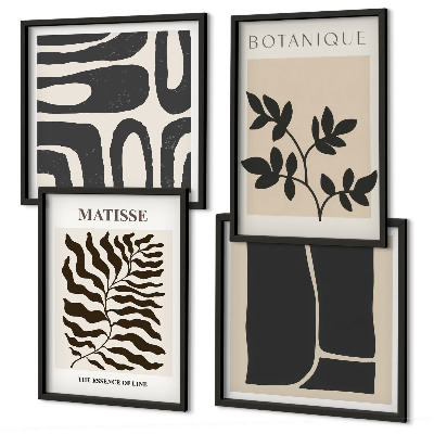 Set 4 slik v okvirju Minimalistični rastlinski plakati