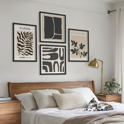 Set 4 slik v okvirju Minimalistični rastlinski plakati