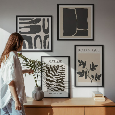 Set 4 slik v okvirju Minimalistični rastlinski plakati