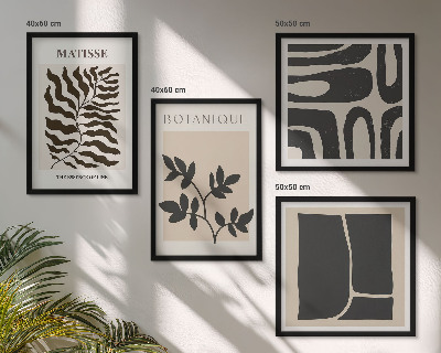 Set 4 slik v okvirju Minimalistični rastlinski plakati