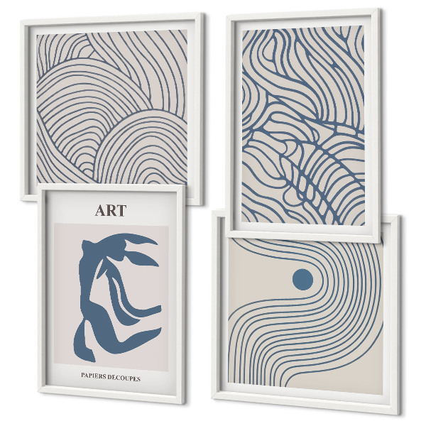 Pripravljena stenska galerija Abstraktne modre črte