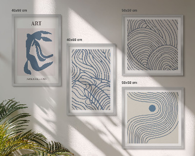 Pripravljena stenska galerija Abstraktne modre črte