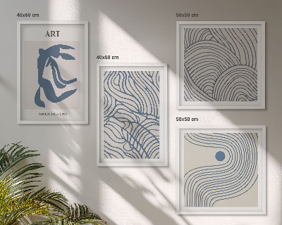 Pripravljena stenska galerija Abstraktne modre črte