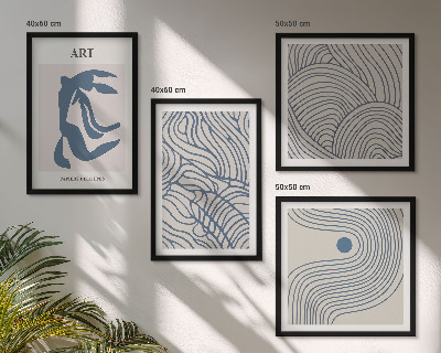 Pripravljena stenska galerija Abstraktne modre črte