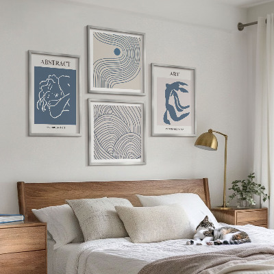 Komplet slik nad zofo Plakat z abstraktnimi linijami in valovi