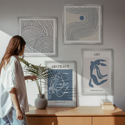 Komplet slik nad zofo Plakat z abstraktnimi linijami in valovi