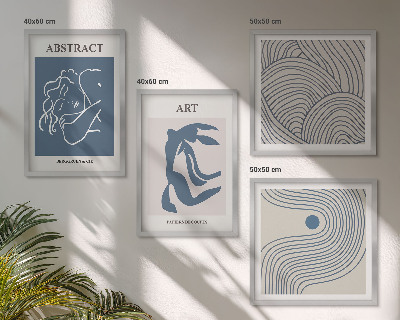 Komplet slik nad zofo Plakat z abstraktnimi linijami in valovi