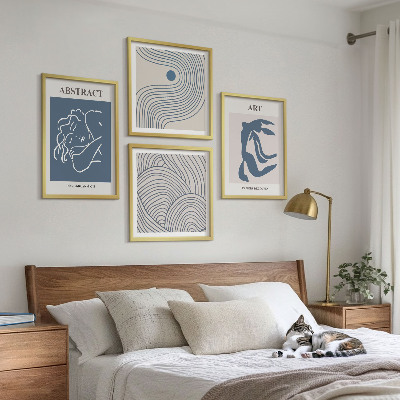 Komplet slik nad zofo Plakat z abstraktnimi linijami in valovi