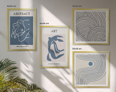 Komplet slik nad zofo Plakat z abstraktnimi linijami in valovi