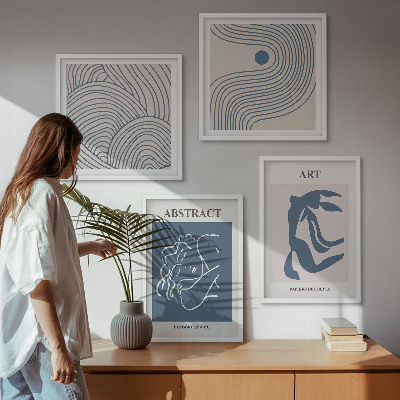 Komplet slik nad zofo Plakat z abstraktnimi linijami in valovi