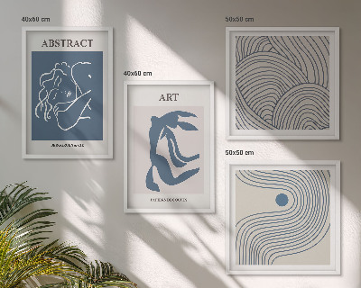 Komplet slik nad zofo Plakat z abstraktnimi linijami in valovi