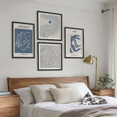 Komplet slik nad zofo Plakat z abstraktnimi linijami in valovi