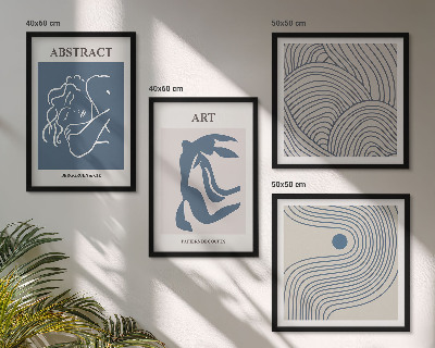 Komplet slik nad zofo Plakat z abstraktnimi linijami in valovi
