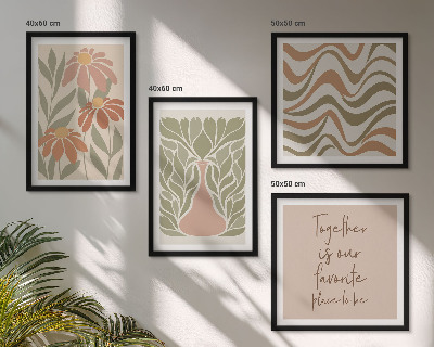 Set 4 slik v okvirju Pastelne abstraktne rože