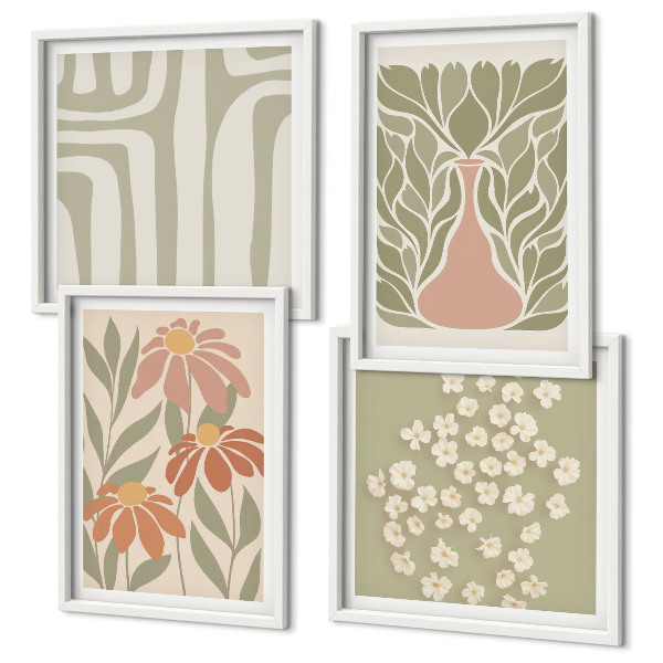 Pripravljena stenska galerija Cvetlični minimalistični boho