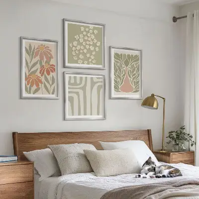Pripravljena stenska galerija minimalistični boho cvetlični motiv