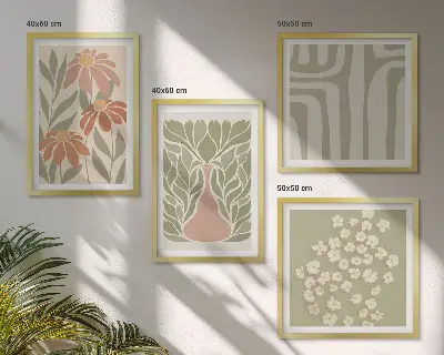 Pripravljena stenska galerija minimalistični boho cvetlični motiv