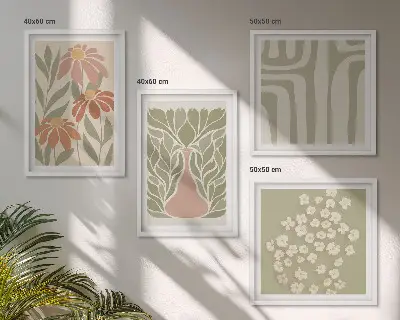 Pripravljena stenska galerija minimalistični boho cvetlični motiv