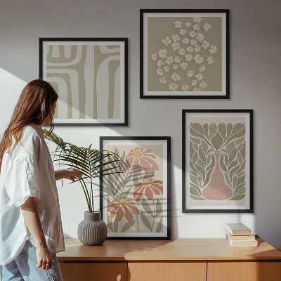 Pripravljena stenska galerija Cvetlični minimalistični boho