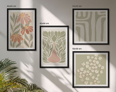 Pripravljena stenska galerija Cvetlični minimalistični boho