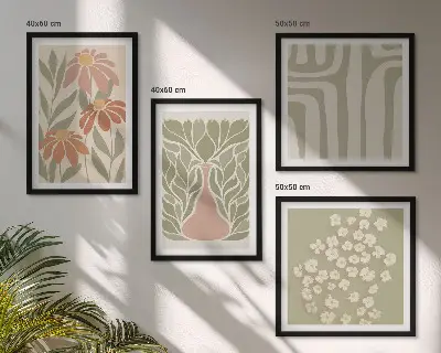 Pripravljena stenska galerija minimalistični boho cvetlični motiv