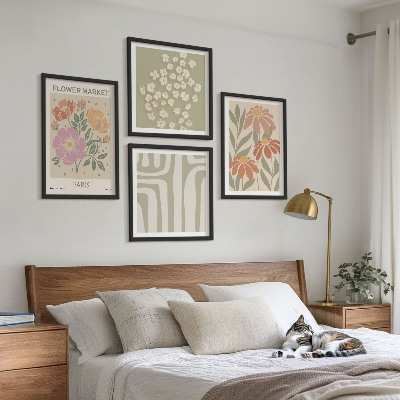 Set 4 slik v okvirju Botanični motivi Pariški minimalizem