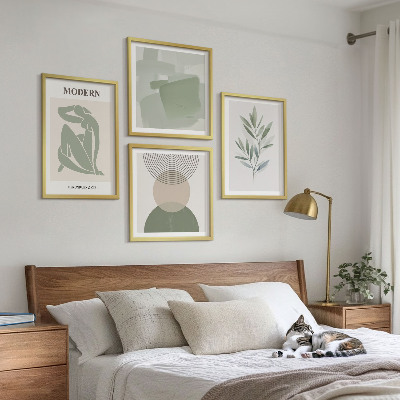 Set 4 slik v okvirju Elegantna abstraktna grafika rastlin