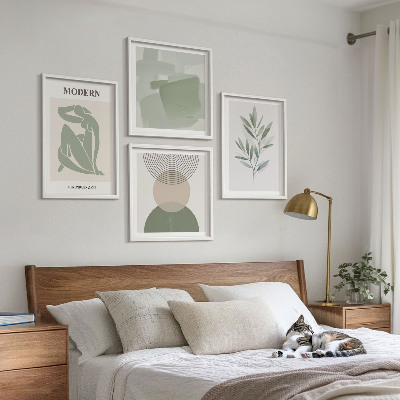 Set 4 slik v okvirju Elegantna abstraktna grafika rastlin