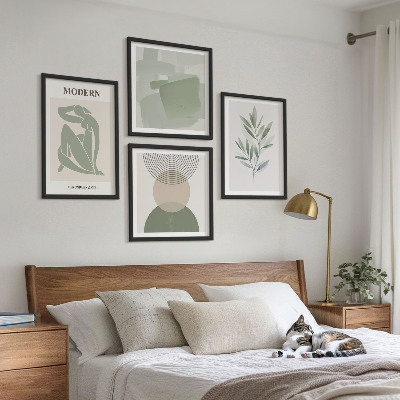 Set 4 slik v okvirju Elegantna abstraktna grafika rastlin