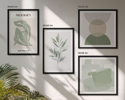 Set 4 slik v okvirju Elegantna abstraktna grafika rastlin