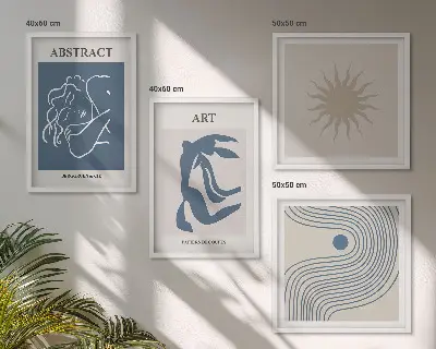 Komplet slik za nad zofo elegantni abstraktni vzorci v stilu Matisseja