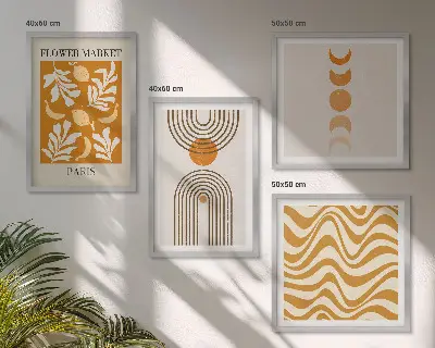 Geometrijski rastlinski vzorci komplet 4 slik v okvirju