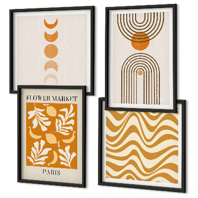 Set 4 slik v okvirju Geometrijski rastlinski vzorci
