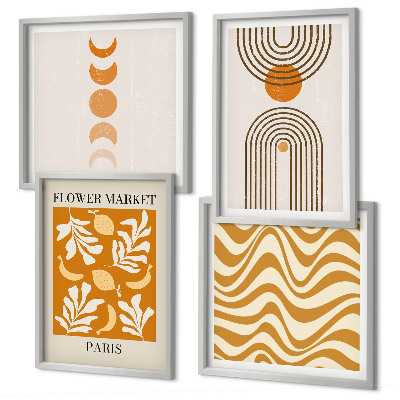 Set 4 slik v okvirju Geometrijski rastlinski vzorci
