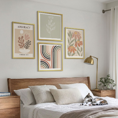 Set 4 slik v okvirju Abstraktne pastelne rastline