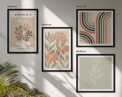 Set 4 slik v okvirju Abstraktne pastelne rastline