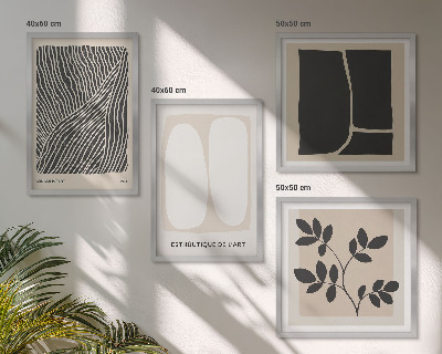 Set 4 slik v okvirju Minimalistični rastlinski vzorci