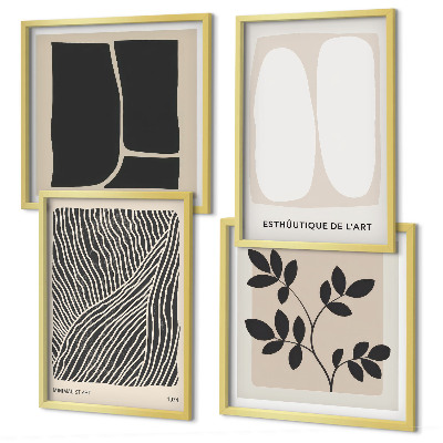 Set 4 slik v okvirju Minimalistični rastlinski vzorci
