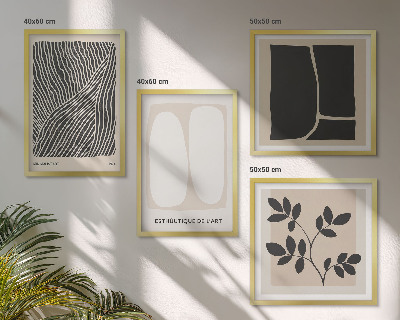 Set 4 slik v okvirju Minimalistični rastlinski vzorci