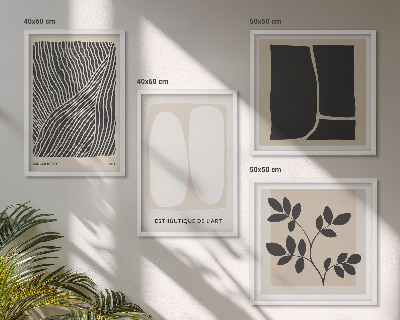 Set 4 slik v okvirju Minimalistični rastlinski vzorci