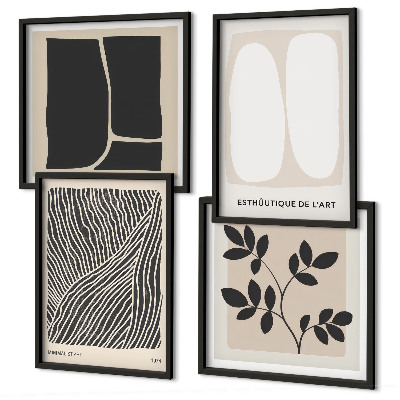 Set 4 slik v okvirju Minimalistični rastlinski vzorci
