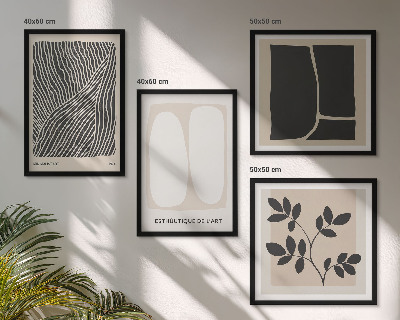 Set 4 slik v okvirju Minimalistični rastlinski vzorci