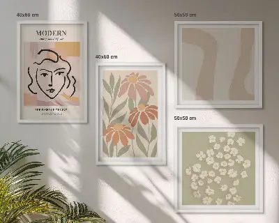 Komplet slik za nad zofo z motivom moderne abstraktne ženske