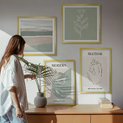 Abstraktne oblike rastlin komplet 4 slik v okvirju