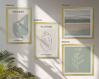 Abstraktne oblike rastlin komplet 4 slik v okvirju