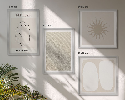 Set 4 slik v okvirju Minimalistični peščeni valovi