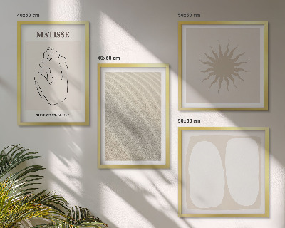 Set 4 slik v okvirju Minimalistični peščeni valovi